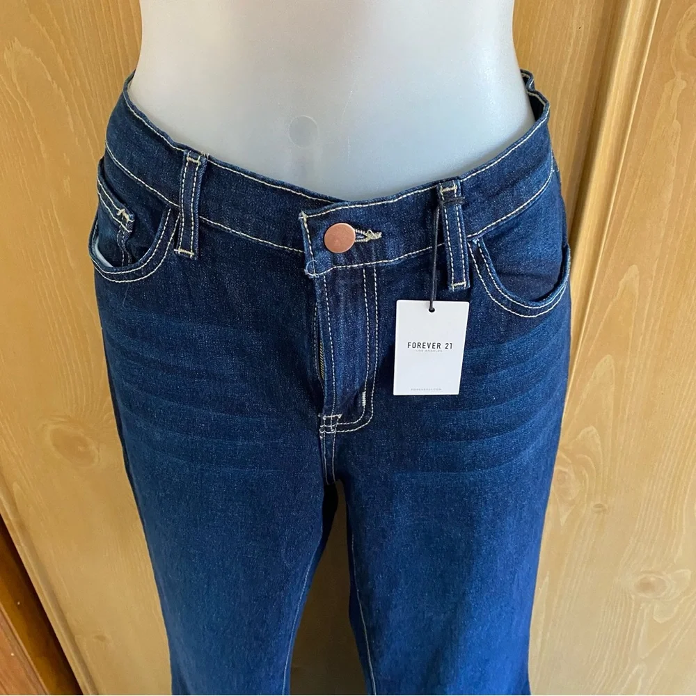 Forever 21 • Low-Rise Dark Wash Raw Hem Flare Jeans - Picture 6 of 16